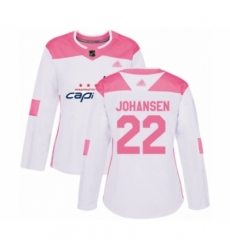 Women's Washington Capitals #22 Lucas Johansen Authentic White  Pink Fashion Hockey Jersey