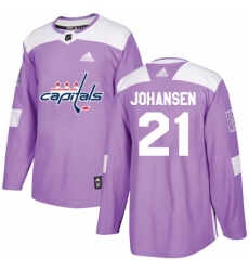 Youth Adidas Washington Capitals #21 Lucas Johansen Authentic Purple Fights Cancer Practice NHL Jersey