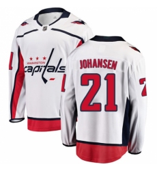 Youth Washington Capitals #21 Lucas Johansen Fanatics Branded White Away Breakaway NHL Jersey