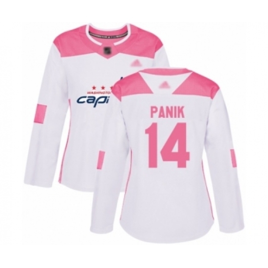 Women's Washington Capitals #14 Richard Panik Authentic White Pink Fashion Hockey Jersey Women's Washington Capitals #14 Richard Panik Authentic White Pink Fashion Hockey Jersey