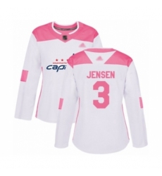 Women's Washington Capitals #3 Nick Jensen Authentic White Pink Fashion Hockey Jersey Women's Washington Capitals #3 Nick Jensen Authentic White Pink Fashion Hockey Jersey