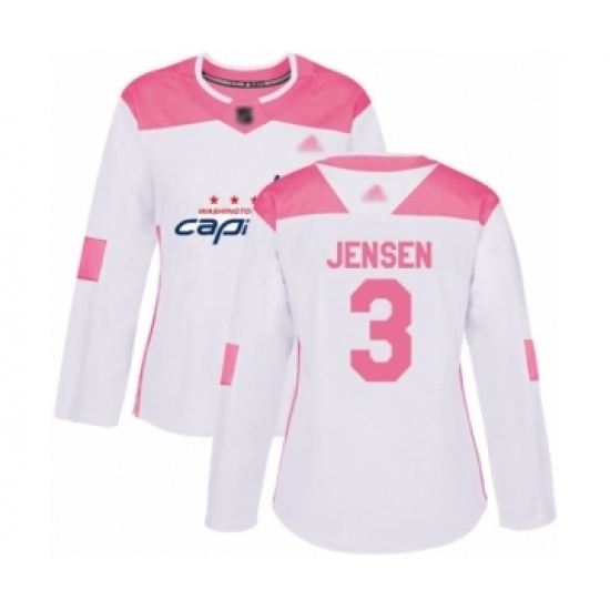 Women's Washington Capitals #3 Nick Jensen Authentic White Pink Fashion Hockey Jersey Women's Washington Capitals #3 Nick Jensen Authentic White Pink Fashion Hockey Jersey