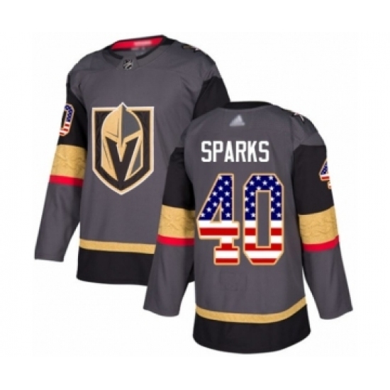 Men's Vegas Golden Knights #40 Garret Sparks Authentic Gray USA Flag Fashion Hockey Jersey Men's Vegas Golden Knights #40 Garret Sparks Authentic Gray USA Flag Fashion Hockey Jersey