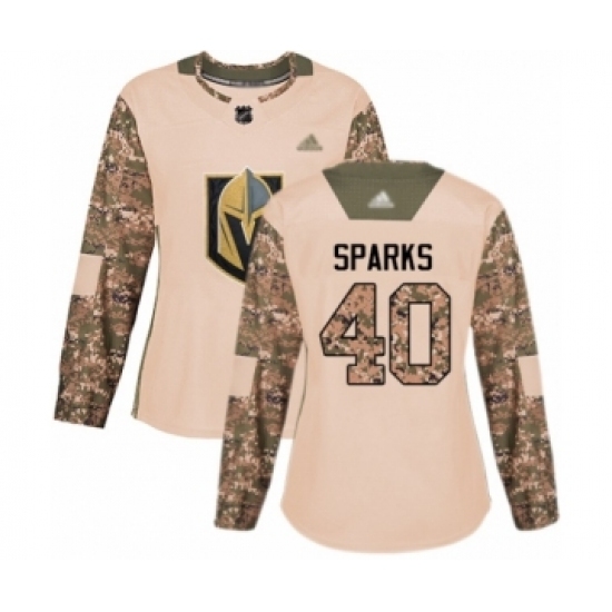 Women's Vegas Golden Knights #40 Garret Sparks Authentic Camo Veterans Day Practice Hockey Jersey Women's Vegas Golden Knights #40 Garret Sparks Authentic Camo Veterans Day Practice Hockey Jersey