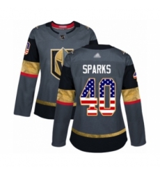 Women's Vegas Golden Knights #40 Garret Sparks Authentic Gray USA Flag Fashion Hockey Jersey Women's Vegas Golden Knights #40 Garret Sparks Authentic Gray USA Flag Fashion Hockey Jersey