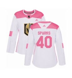 Women's Vegas Golden Knights #40 Garret Sparks Authentic White Pink Fashion Hockey Jersey