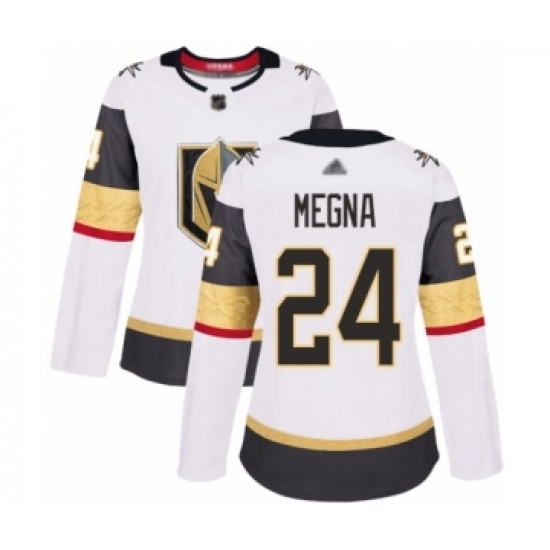 Women's Vegas Golden Knights #24 Jaycob Megna Authentic White Away Hockey Jersey Women's Vegas Golden Knights #24 Jaycob Megna Authentic White Away Hockey Jersey
