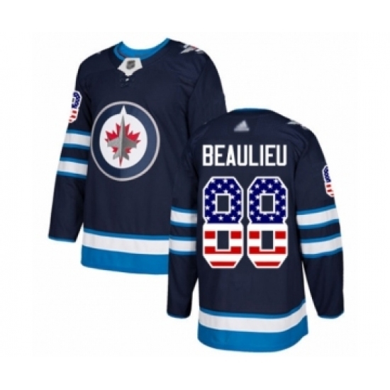 Men's Winnipeg Jets #88 Nathan Beaulieu Authentic Navy Blue USA Flag Fashion Hockey Jersey Men's Winnipeg Jets #88 Nathan Beaulieu Authentic Navy Blue USA Flag Fashion Hockey Jersey