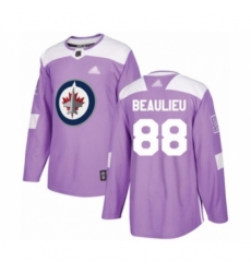 Men's Winnipeg Jets #88 Nathan Beaulieu Authentic Purple Fights Cancer Practice Hockey Jersey