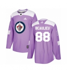 Men's Winnipeg Jets #88 Nathan Beaulieu Authentic Purple Fights Cancer Practice Hockey Jersey Men's Winnipeg Jets #88 Nathan Beaulieu Authentic Purple Fights Cancer Practice Hockey Jersey