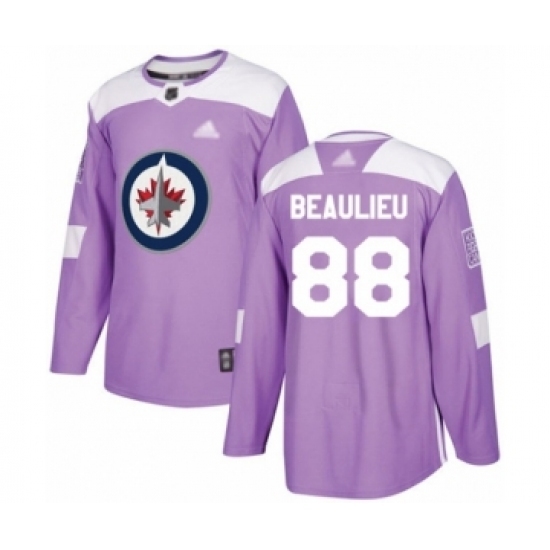Men's Winnipeg Jets #88 Nathan Beaulieu Authentic Purple Fights Cancer Practice Hockey Jersey Men's Winnipeg Jets #88 Nathan Beaulieu Authentic Purple Fights Cancer Practice Hockey Jersey