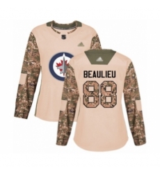 Women's Winnipeg Jets #88 Nathan Beaulieu Authentic Camo Veterans Day Practice Hockey Jersey