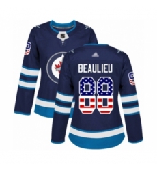 Women's Winnipeg Jets #88 Nathan Beaulieu Authentic Navy Blue USA Flag Fashion Hockey Jersey