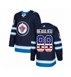 Youth Winnipeg Jets #88 Nathan Beaulieu Authentic Navy Blue USA Flag Fashion Hockey Jersey
