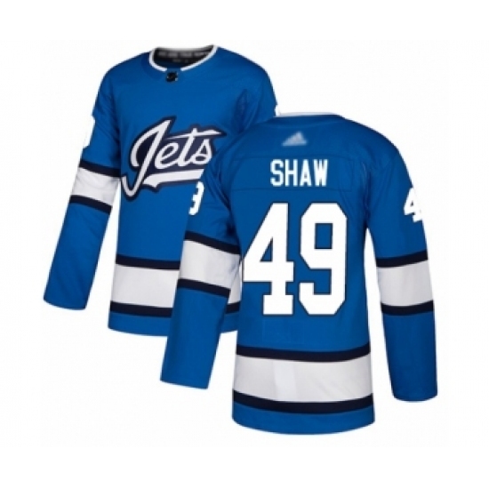 Men's Winnipeg Jets #49 Logan Shaw Authentic Blue Alternate Hockey Jersey Men's Winnipeg Jets #49 Logan Shaw Authentic Blue Alternate Hockey Jersey