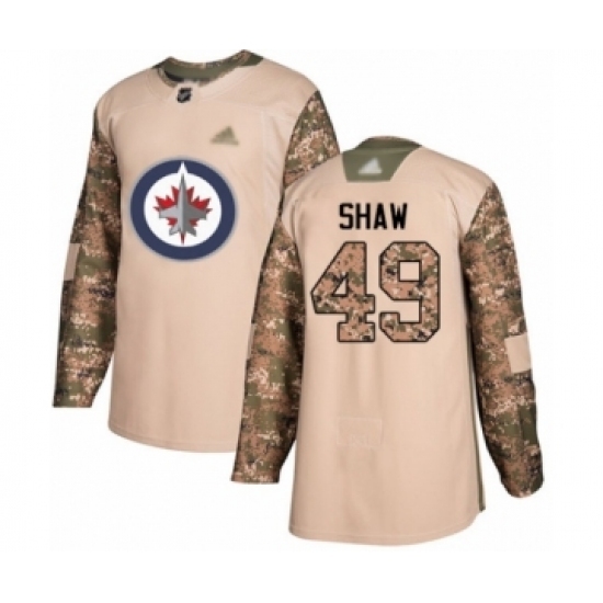 Men's Winnipeg Jets #49 Logan Shaw Authentic Camo Veterans Day Practice Hockey Jersey Men's Winnipeg Jets #49 Logan Shaw Authentic Camo Veterans Day Practice Hockey Jersey