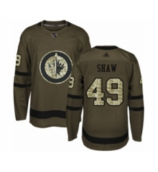 Men's Winnipeg Jets #49 Logan Shaw Authentic Green Salute to Service Hockey Jersey