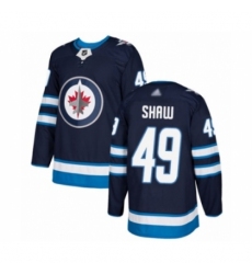 Men's Winnipeg Jets #49 Logan Shaw Authentic Navy Blue Home Hockey Jersey