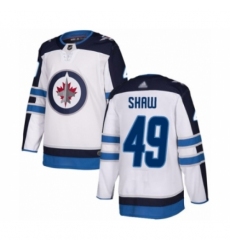 Men's Winnipeg Jets #49 Logan Shaw Authentic White Away Hockey Jersey
