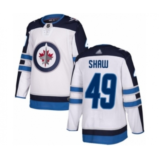 Men's Winnipeg Jets #49 Logan Shaw Authentic White Away Hockey Jersey Men's Winnipeg Jets #49 Logan Shaw Authentic White Away Hockey Jersey