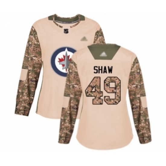 Women's Winnipeg Jets #49 Logan Shaw Authentic Camo Veterans Day Practice Hockey Jersey Women's Winnipeg Jets #49 Logan Shaw Authentic Camo Veterans Day Practice Hockey Jersey