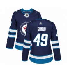 Women's Winnipeg Jets #49 Logan Shaw Authentic Navy Blue Home Hockey Jersey Women's Winnipeg Jets #49 Logan Shaw Authentic Navy Blue Home Hockey Jersey
