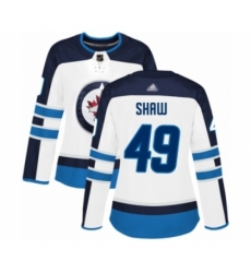 Women's Winnipeg Jets #49 Logan Shaw Authentic White Away Hockey Jersey Women's Winnipeg Jets #49 Logan Shaw Authentic White Away Hockey Jersey