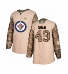 Youth Winnipeg Jets #49 Logan Shaw Authentic Camo Veterans Day Practice Hockey Jersey