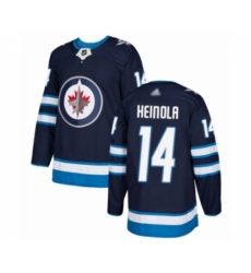 Men's Winnipeg Jets #14 Ville Heinola Authentic Navy Blue Home Hockey Jersey