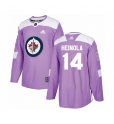 Men's Winnipeg Jets #14 Ville Heinola Authentic Purple Fights Cancer Practice Hockey Jersey