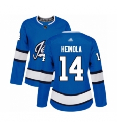 Women's Winnipeg Jets #14 Ville Heinola Authentic Blue Alternate Hockey Jersey