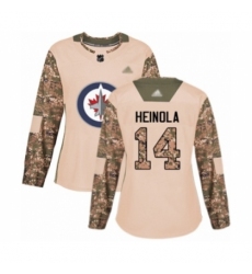 Women's Winnipeg Jets #14 Ville Heinola Authentic Camo Veterans Day Practice Hockey Jersey