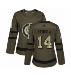 Women's Winnipeg Jets #14 Ville Heinola Authentic Green Salute to Service Hockey Jersey