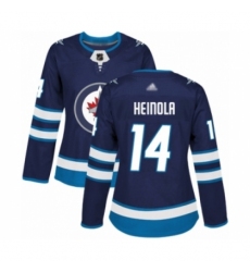 Women's Winnipeg Jets #14 Ville Heinola Authentic Navy Blue Home Hockey Jersey