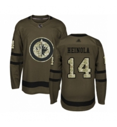 Youth Winnipeg Jets #14 Ville Heinola Authentic Green Salute to Service Hockey Jersey