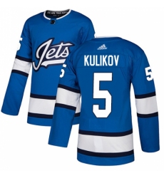Men's Adidas Winnipeg Jets #5 Dmitry Kulikov Authentic Blue Alternate NHL Jersey
