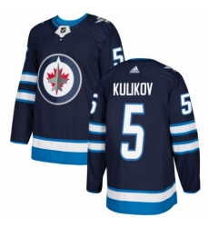 Men's Adidas Winnipeg Jets #5 Dmitry Kulikov Authentic Navy Blue Home NHL Jersey