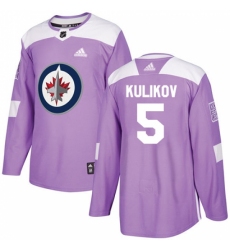 Men's Adidas Winnipeg Jets #5 Dmitry Kulikov Authentic Purple Fights Cancer Practice NHL Jersey