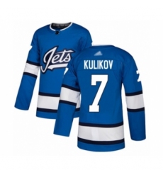 Men's Winnipeg Jets #7 Dmitry Kulikov Authentic Blue Alternate Hockey Jersey