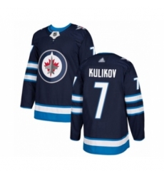 Men's Winnipeg Jets #7 Dmitry Kulikov Authentic Navy Blue Home Hockey Jersey