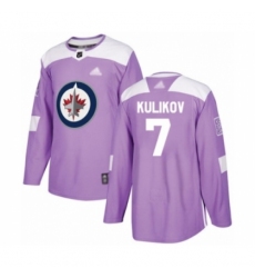 Men's Winnipeg Jets #7 Dmitry Kulikov Authentic Purple Fights Cancer Practice Hockey Jersey