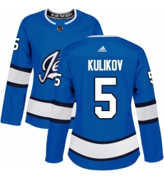 Women's Adidas Winnipeg Jets #5 Dmitry Kulikov Authentic Blue Alternate NHL Jersey