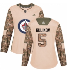 Women's Adidas Winnipeg Jets #5 Dmitry Kulikov Authentic Camo Veterans Day Practice NHL Jersey