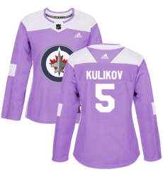Women's Adidas Winnipeg Jets #5 Dmitry Kulikov Authentic Purple Fights Cancer Practice NHL Jersey