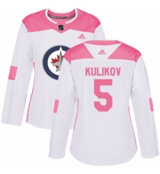 Women's Adidas Winnipeg Jets #5 Dmitry Kulikov Authentic White/Pink Fashion NHL Jersey