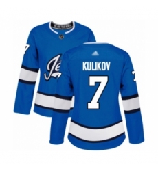 Women's Winnipeg Jets #7 Dmitry Kulikov Authentic Blue Alternate Hockey Jersey