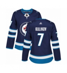 Women's Winnipeg Jets #7 Dmitry Kulikov Authentic Navy Blue Home Hockey Jersey