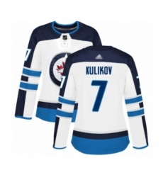 Women's Winnipeg Jets #7 Dmitry Kulikov Authentic White Away Hockey Jersey