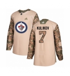 Youth Winnipeg Jets #7 Dmitry Kulikov Authentic Camo Veterans Day Practice Hockey Jersey