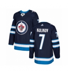 Youth Winnipeg Jets #7 Dmitry Kulikov Authentic Navy Blue Home Hockey Jersey